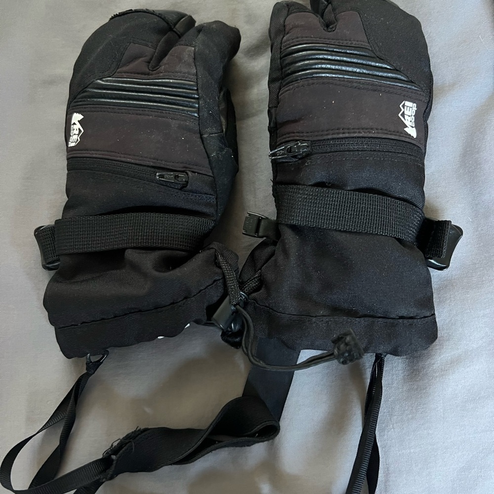REI Black Mittens with Adjustable Straps